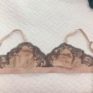 Tan gray lace no padding bra